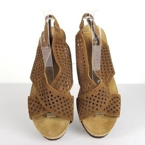 Mila‎ Paoli Cork Suede Wedge Sandals Size10